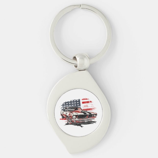 American Flag Patriotic  Keychain (Front)