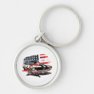 American Flag Patriotic Keychain