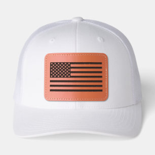  American Flag Patriotic Leather Patch Hat
