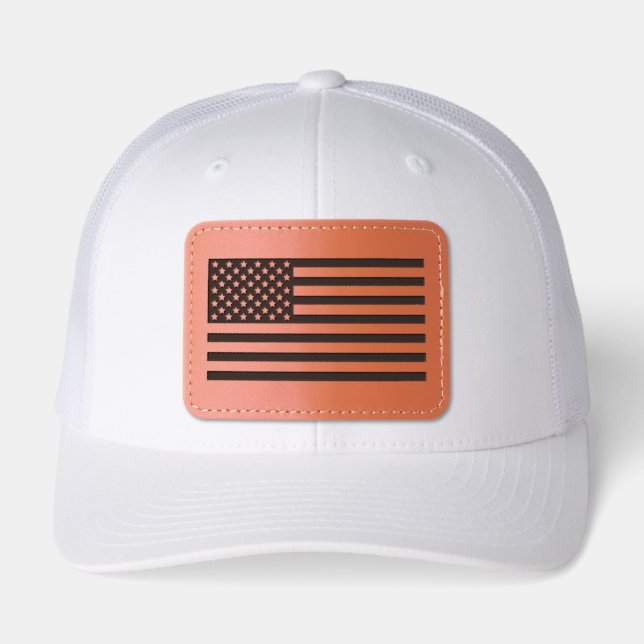  American Flag Patriotic Leather Patch Hat (Front)
