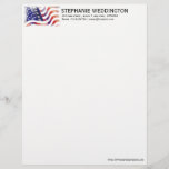 American Flag patriotic letterhead<br><div class="desc">Beautiful easy edit grunge USA Flag letterhead design for people or company.  Red white and blue stars and stripes design</div>