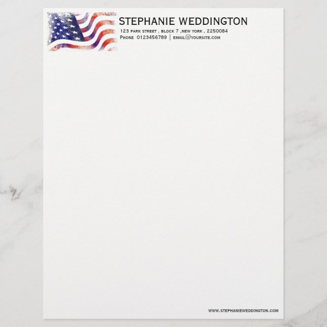 American Flag patriotic letterhead (Front)