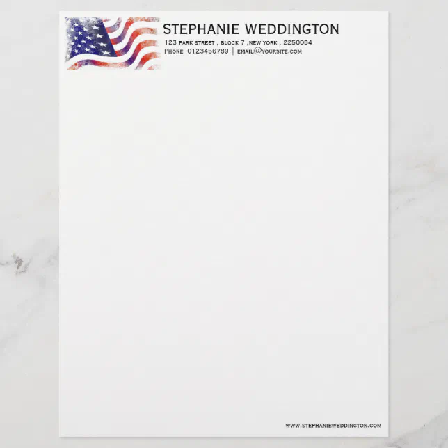 American Flag patriotic letterhead | Zazzle