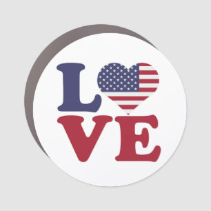 American Flag Patriotic Love Car Magnet