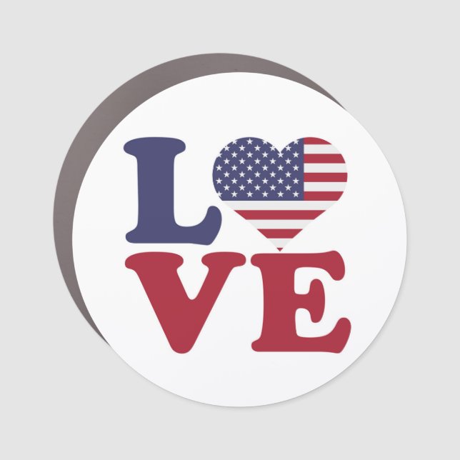American Flag Patriotic Love Car Magnet (Front)