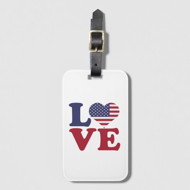 American Flag Patriotic Love Luggage Tag (Front Vertical)
