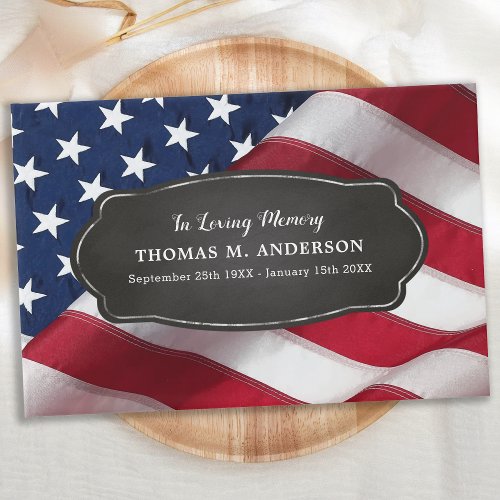 American Flag Patriotic Memorial Military Funeral Guest Book