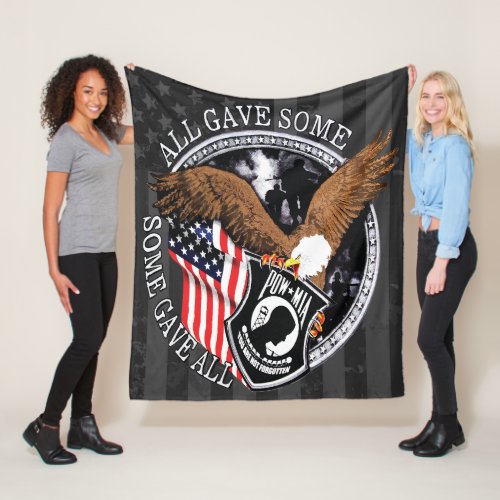 American Flag Patriotic Military Eagle Tribute Fleece Blanket