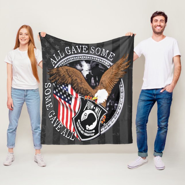 American Flag, Patriotic Military Eagle Tribute Fleece Blanket (In Situ)