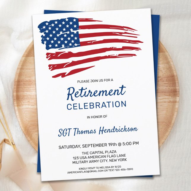 American Flag Patriotic Military Retirement Party Invitation (Creator Uploaded)