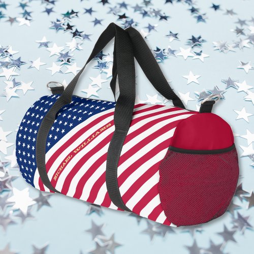 American Flag Patriotic Monogram Gym Sports Travel Duffle Bag