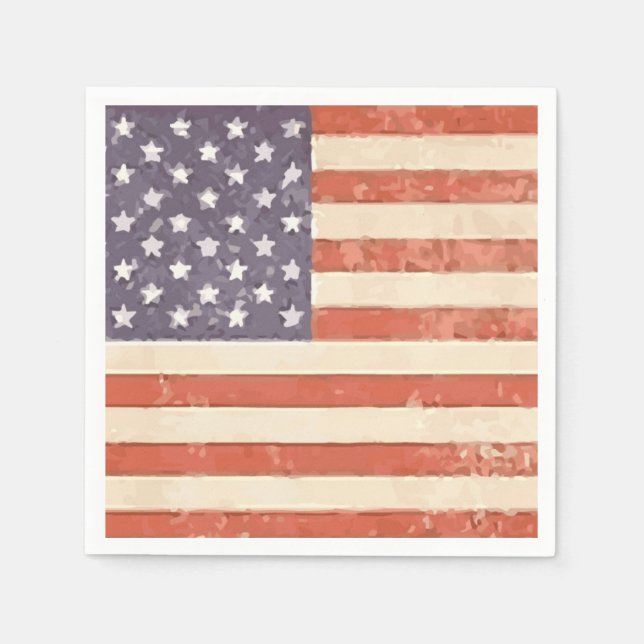 American Flag Patriotic Paper Napkins (Front)