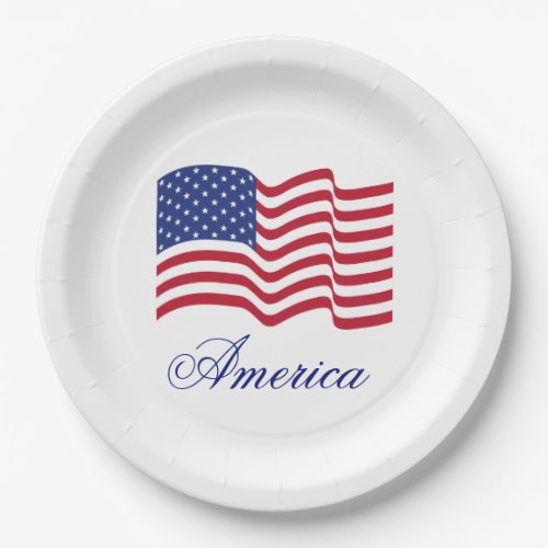 American Flag Patriotic Paper Plates 