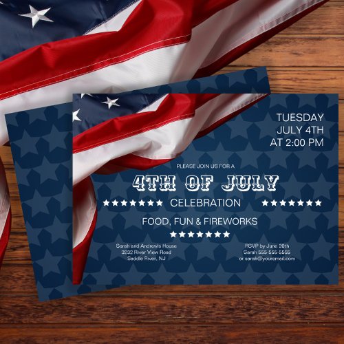 American Flag Patriotic Party 4th Of July Invitation
