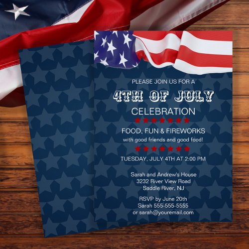 American Flag Patriotic Party 4th Of July Invitation