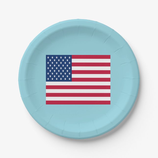 American Flag Patriotic Party  Paper Plates (Front)