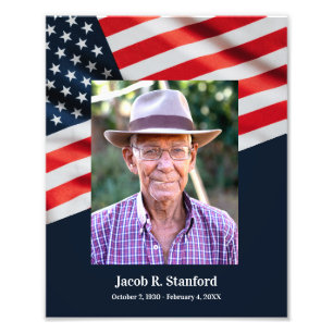 American Flag Patriotic Photo Celebration of Life Print