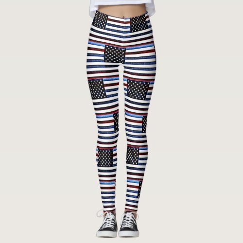 American Flag Patriotic Red White Blue Leggings