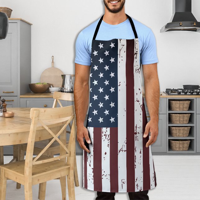 American Flag Patriotic Rustic Stars Stripes BBQ Apron (Creator Uploaded)