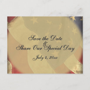 American Flag Patriotic Save the Date Postcard
