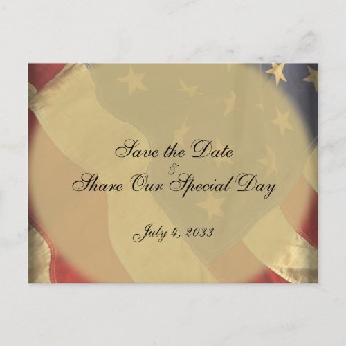 American Flag Patriotic Save the Date Postcard