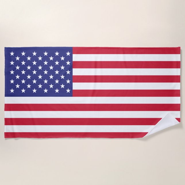 American Flag Patriotic Stars and Stripes Beach Towel (Front)