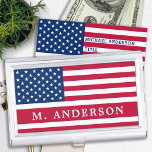 American Flag Patriotic Stars and Stripes  Business Card Case<br><div class="desc">American Flag Business Card Case - American flag in modern red white blue design . Personalize with this US flag business card case with name. This personalized American Flag business card holder is perfect for military gifts, retirement or graduation, solider going away party. COPYRIGHT © 2020 Judy Burrows, Black Dog...</div>