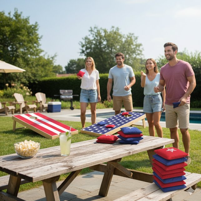 American Flag Patriotic Stars And Stripes  Cornhole Set (Creator Uploaded)