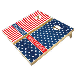 American flag patriotic stars and stripes custom cornhole set