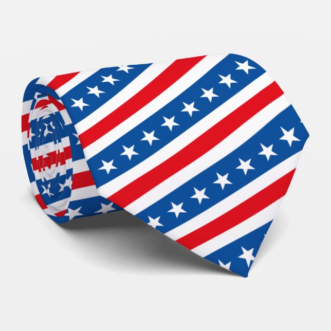 American flag patriotic Stars and Stripes  Neck Tie (Rolled)
