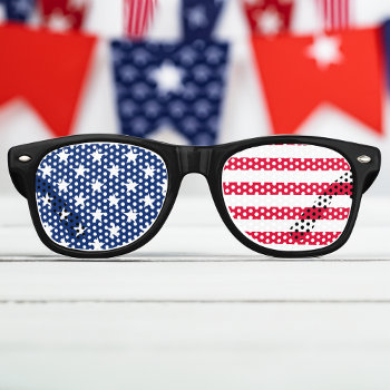 American Flag Patriotic Stars And Stripes Usa Retro Sunglasses by cutencomfy at Zazzle