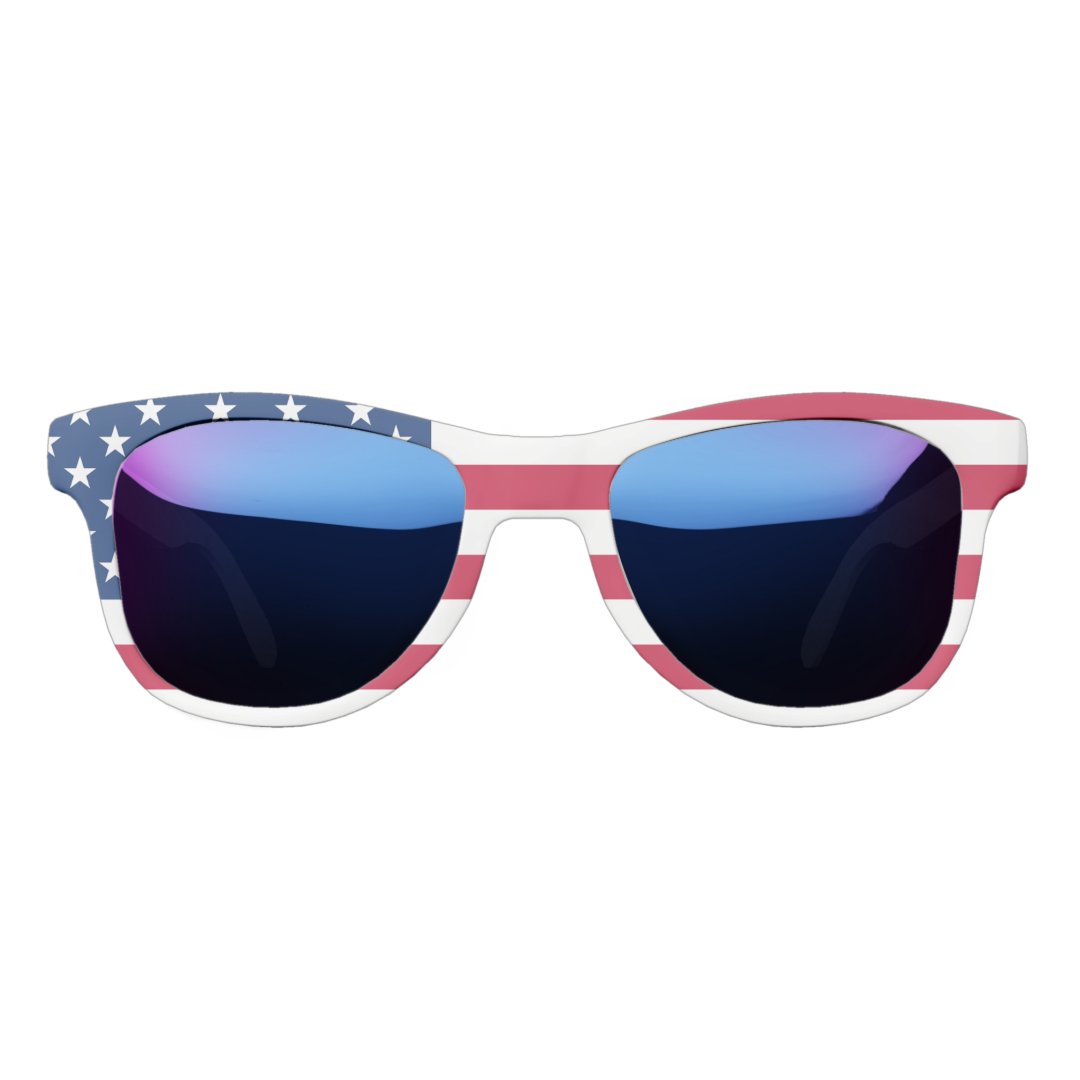 New Patriotic Premium Rectangle Aviator Sunglasses Metal Frame USA American Flag