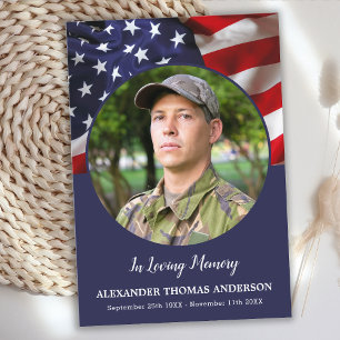 American Flag Patriotic Sympathy Military Funeral Thank You Card