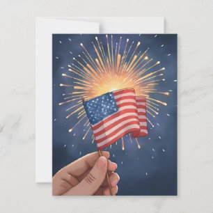 American Flag Patriotic Thank You Card