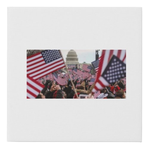 American Flag Patriotic USA Capitol Freedom Faux Canvas Print