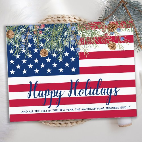American Flag Patriotic USA Corporate  Business Holiday Postcard
