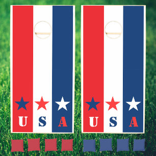 American Flag Patriotic USA Fourth of July BBQ Cornhole Set
