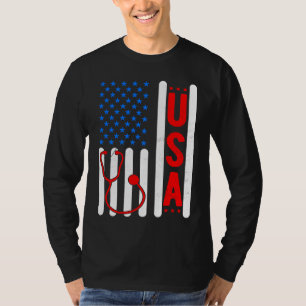 American Flag Patriotic USA Nurse Life RN LPN CNA  T-Shirt