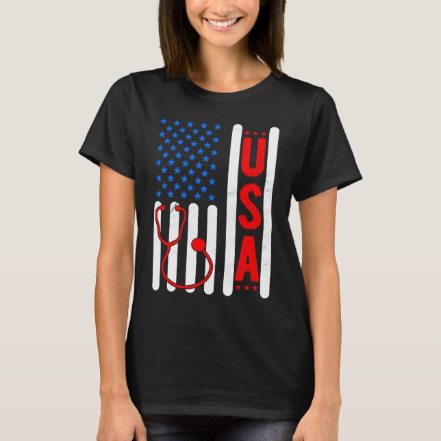 American Flag Patriotic USA Nurse Life RN LPN CNA  T-Shirt (Front)