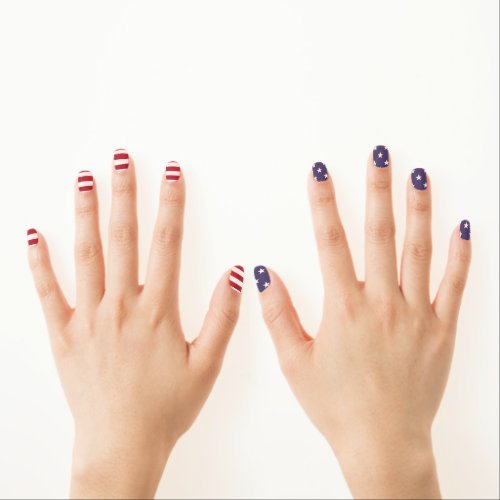 American Flag Patriotic USA Red Blue Stars Stripes Minx Nail Art