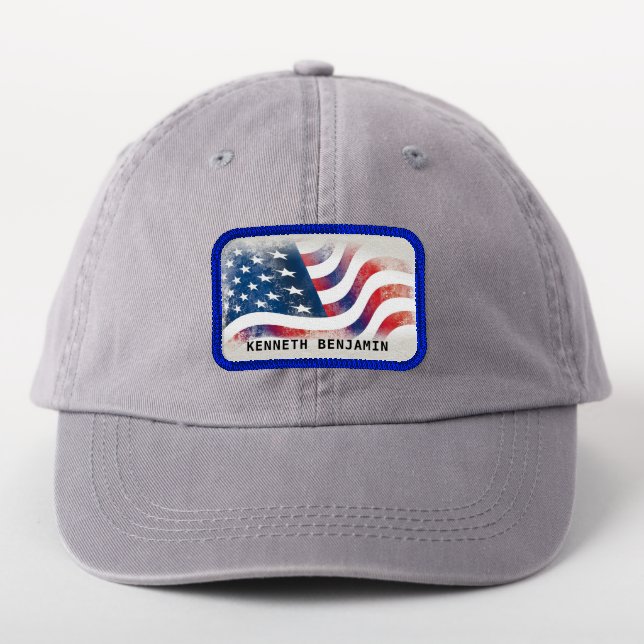 American Flag Patriotic USA Red White Blue Patch (On Headwear)