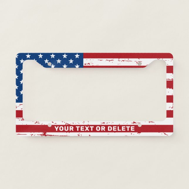 American Flag Patriotic USA Stars Stripes  License Plate Frame (Front)