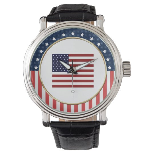 American Flag Patriotic Wrist Watch | Zazzle.com