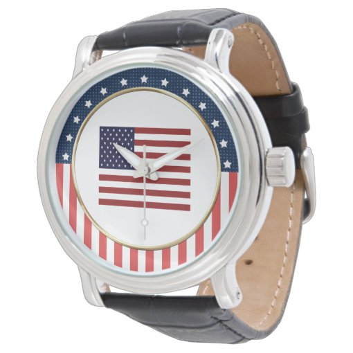 American Flag Patriotic Wrist Watch | Zazzle