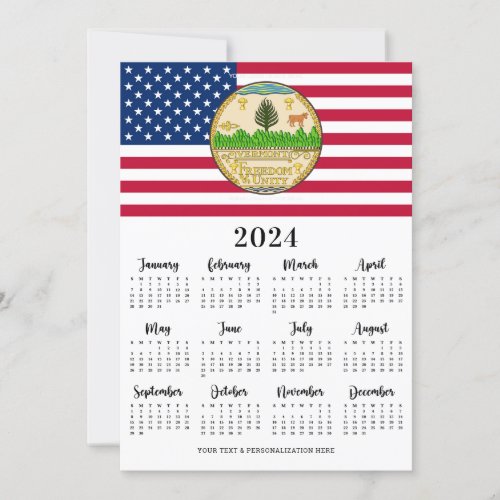 American Flag Patriotic Your Logo 2023 Calendar Holiday Card