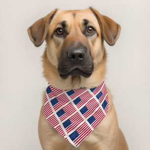 American Flag Pattern Patriotic for Fourth July Pet Bandana Collar