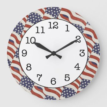 American Flag Pattern Round Wall Clock by koncepts at Zazzle