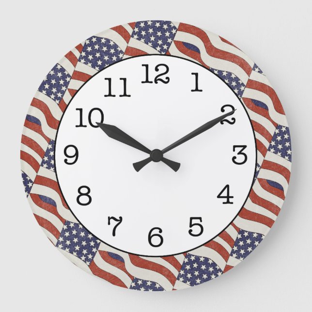 American Flag Pattern Round Wall Clock (Front)