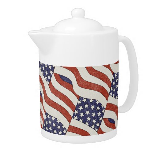 American Flag Pattern Teapot