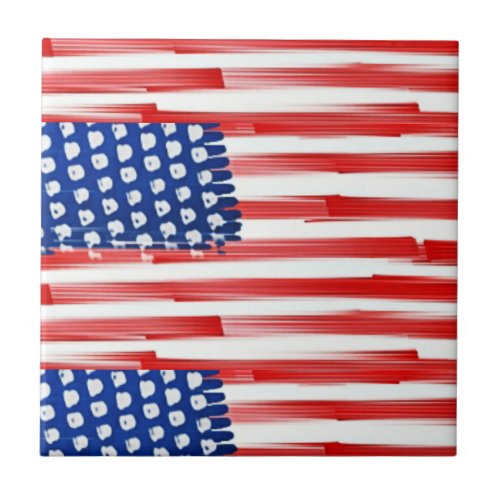 American flag patterned ceramic tile